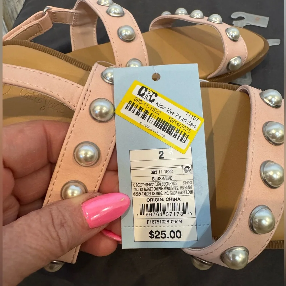 Cat & Jack Pink and Tan Studded Sandals NWT Sz 2